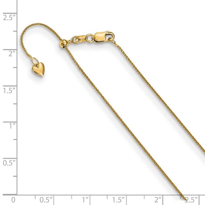 Curata Italian 14k White or Yellow Gold 0.85mm Adjustable Polished Wheat Chain Necklace (22")(Lobster)
