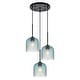 preview thumbnail 8 of 12, 3 Light Black Cluster Pendant Blue Textured Glass Adjustable Modern - 3-Lights