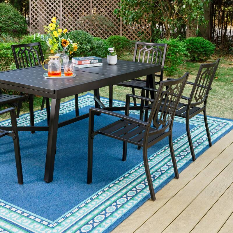 MAISON ARTS 7/9-Piece Outdoor Dining Table Sets with Expandable Rectangular Metal Dining Table & 6/8 Dining Chairs