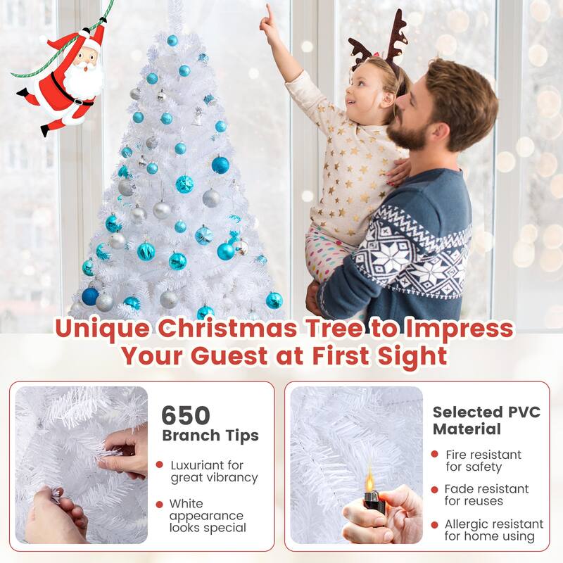 6 Feet White Christmas Tree with Solid Metal Legs
