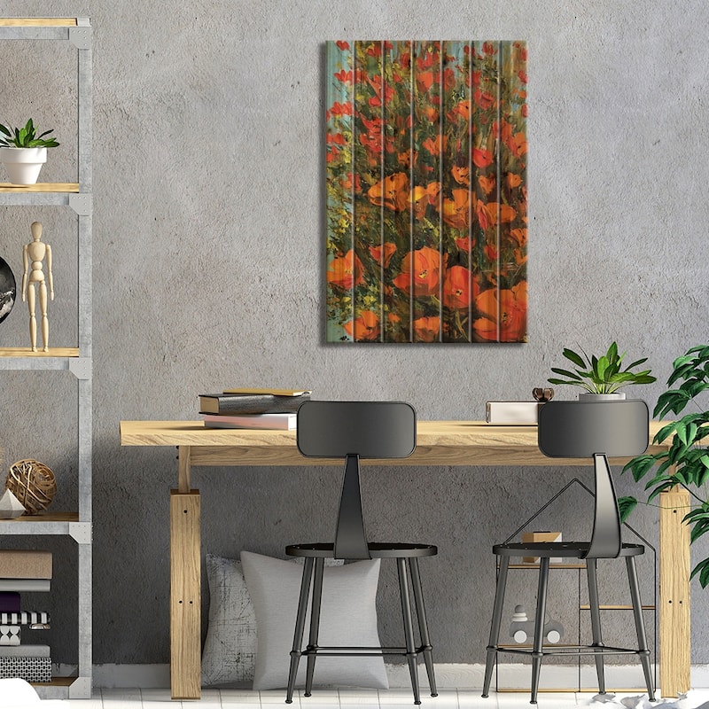 California Poppies II Print On Wood by Lisa Elley - Multi-Color
