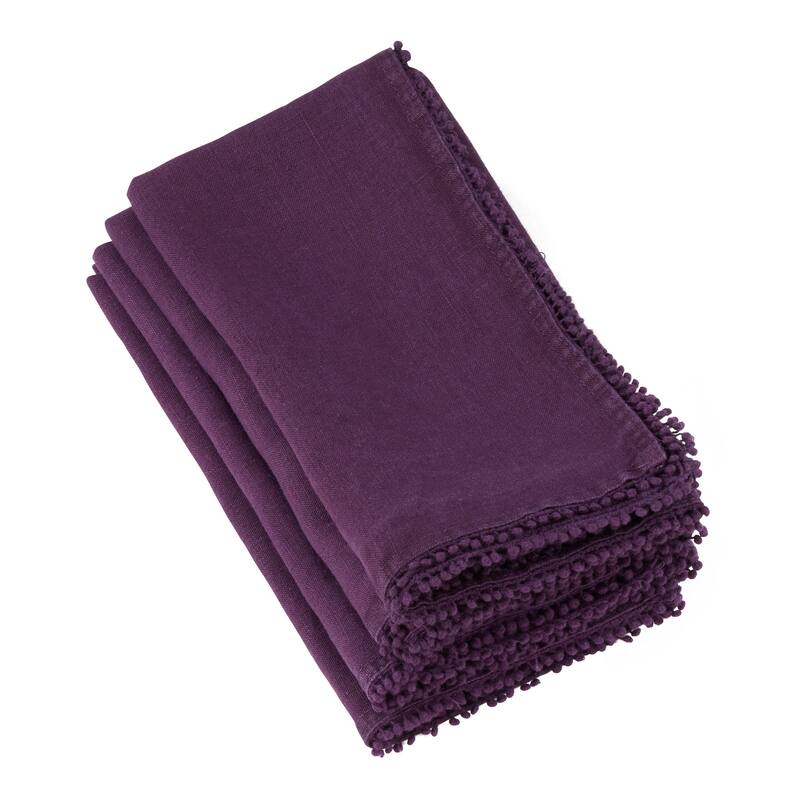Table Napkins With Pom Pom Design (Set of 4) - 20"x20"