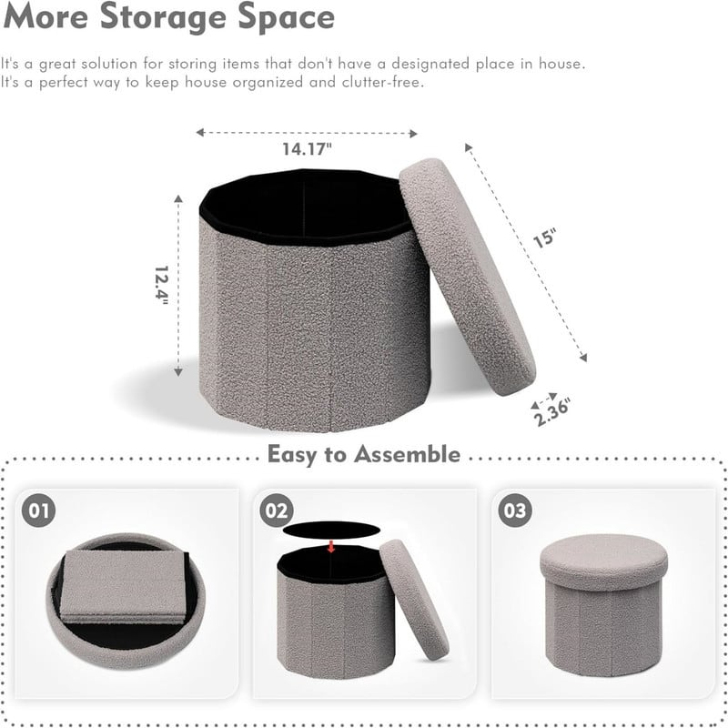 Round Ottomans with Storage Foot Stool Footrest