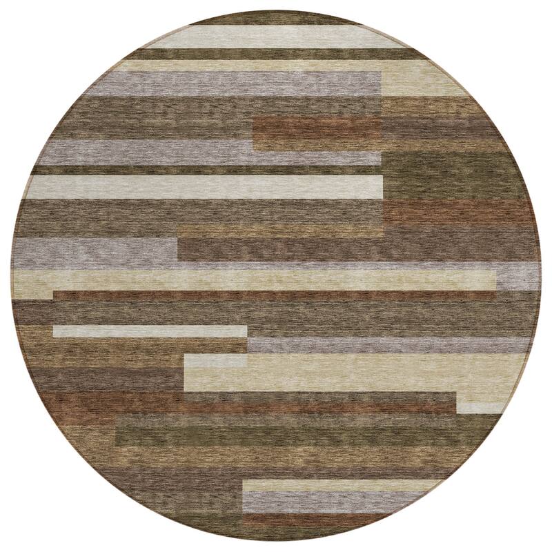 Machine Washable Indoor/ Outdoor Chantille Contempory Stripe Rug