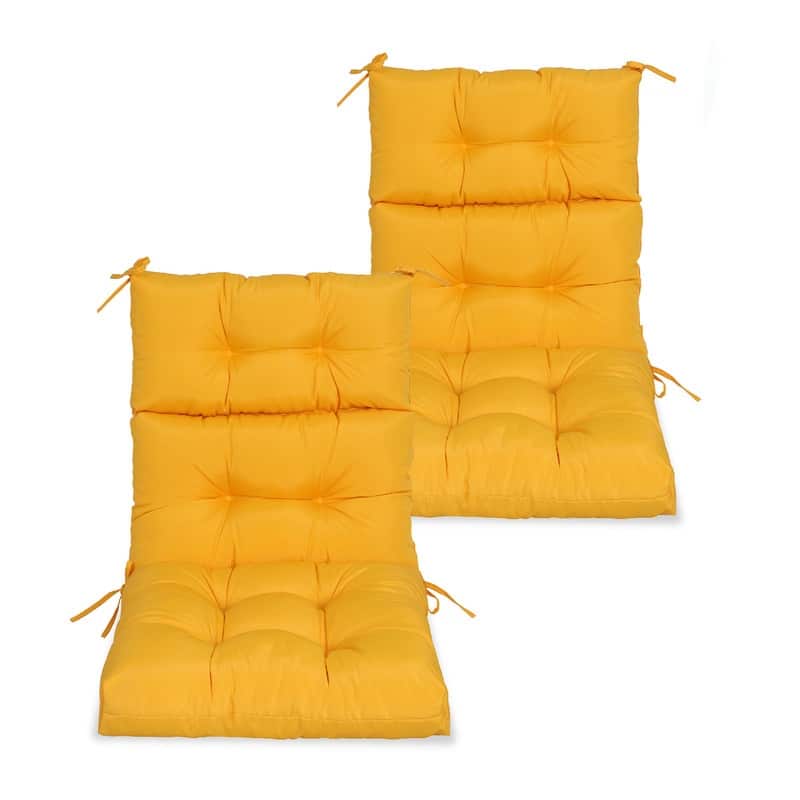 2 Pcs Set High Back Patio Chair Cushions, 44'' x 22''x 4''Tufted Rocking Chair Cushions, for Garden Porch Home Office Chair Use - 44'' x 22''x 4'' - Yellow