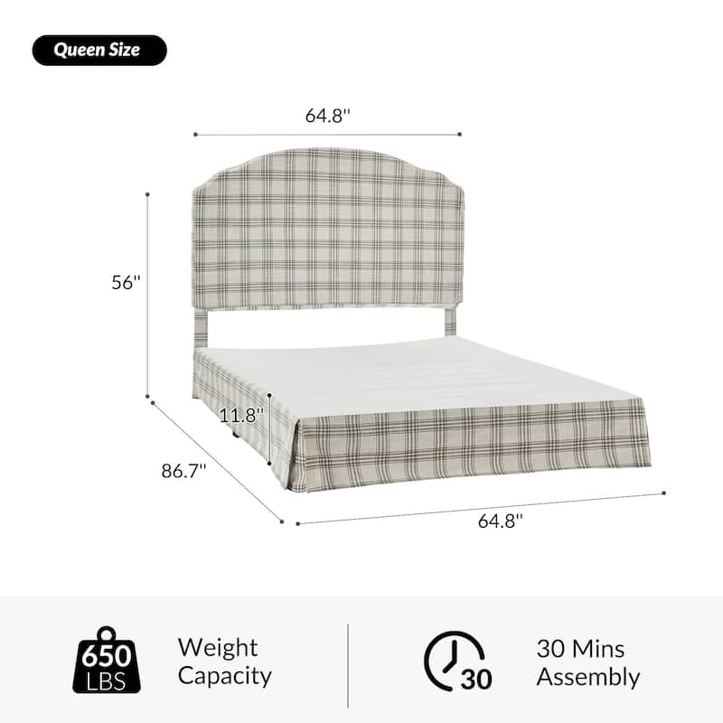 Kristian Traditional Bedroom Machine Washable Slipcovered Bed with Variety Fabric Choice Set-QB by HULALA HOME