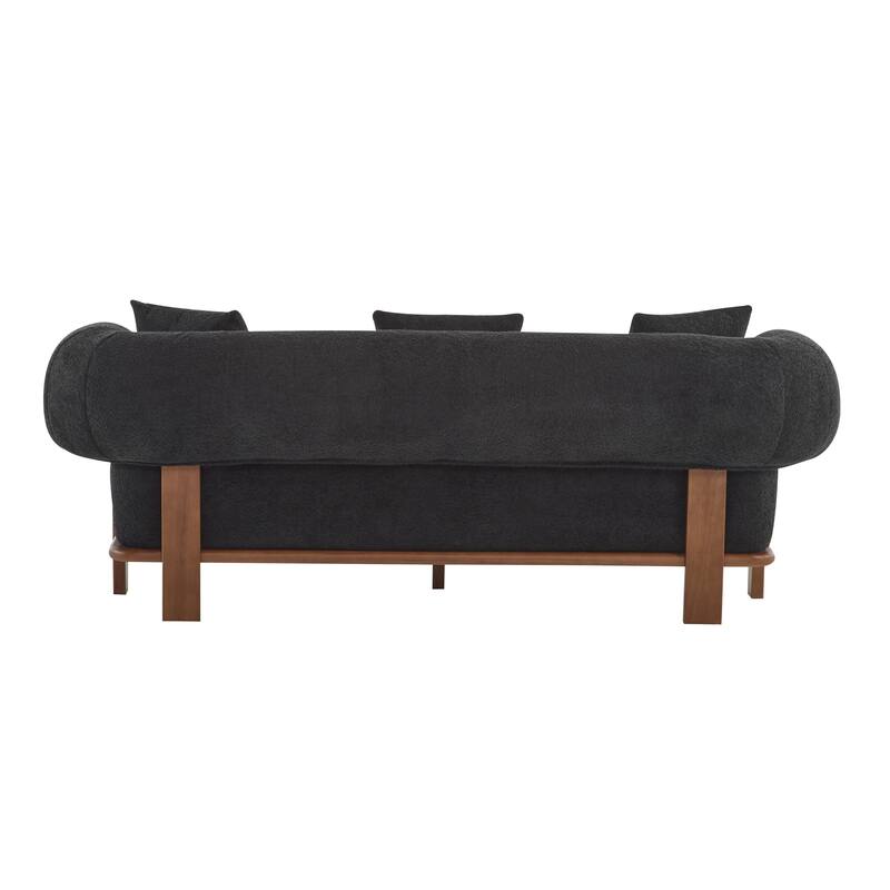 Mid-Century Modern Round Arm Curved Deep Seat Sofa