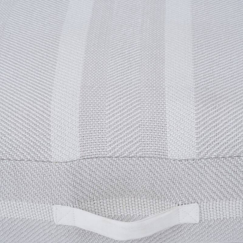 Renwil Rousseau Indoor 100% PET Floor Pouf, Light Grey/ Ivory