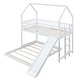 preview thumbnail 6 of 10, Twin over Full House Bunk Bed with Slide and Built-in Ladder, White