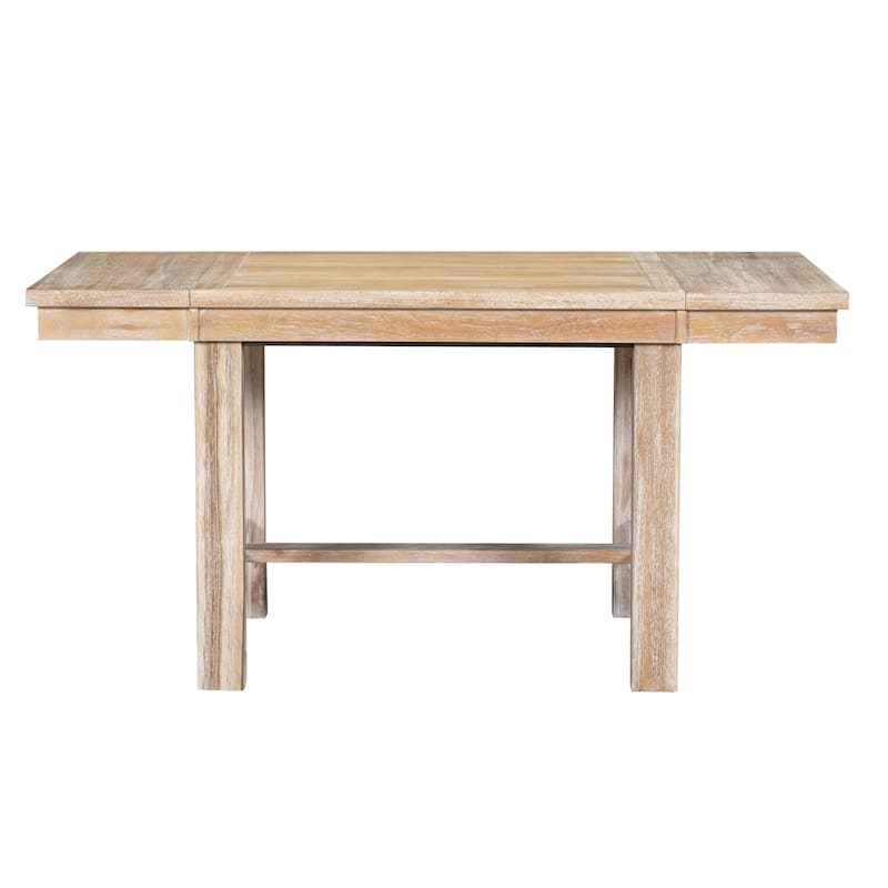 6-Piece Extendable Dining Set, 82" Wood Table with 4 Chairs & Bench, 11" Removable Leaves, Farmhouse Table and Chairs Set for 6