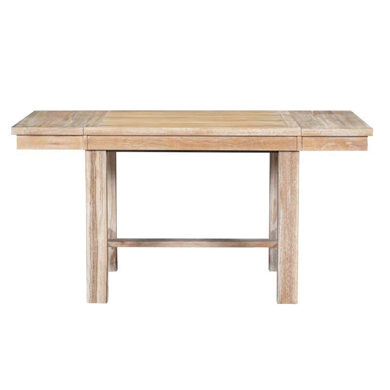 Natural 6-Piece Wooden Dining Table Set with Extendable Table & 4 Chairs & Bench