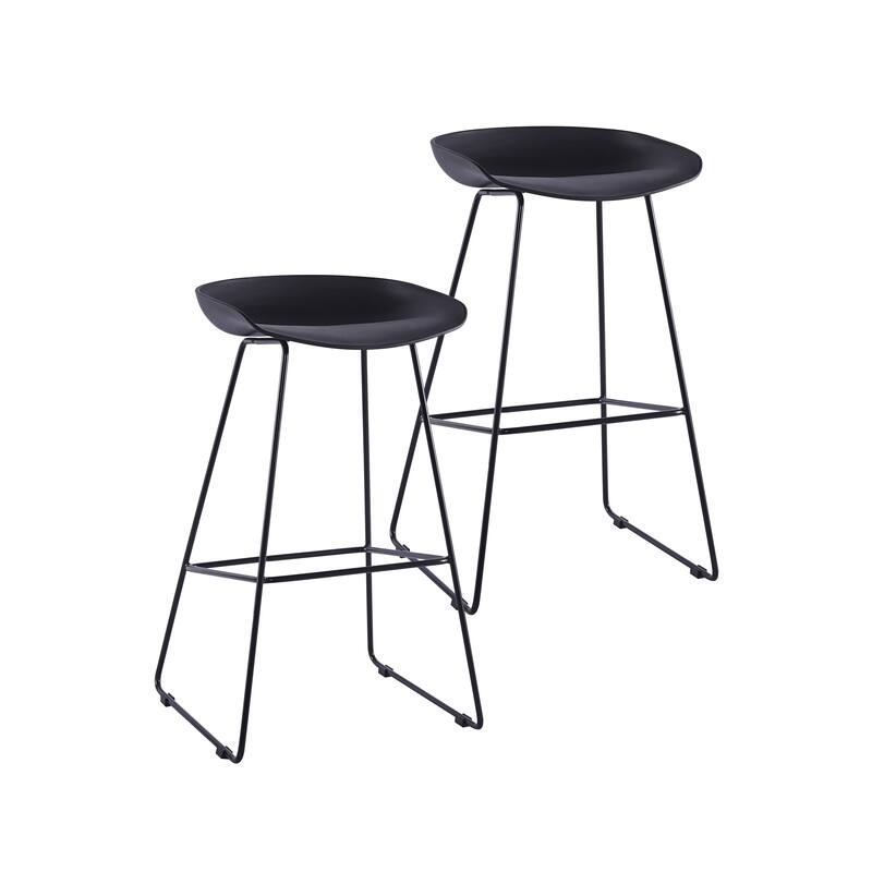 Porthos Home Aaro Plastic Bar Stools with Iron Sled Legs, Set of 2