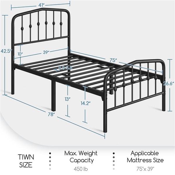 Yaheetech Bed Frame With Arched Headboard Modern Metal Bed Frame With ...