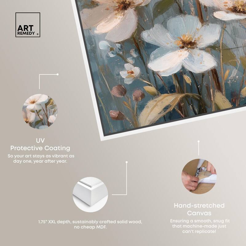 Vintage White Meadow Canvas by Art Remedy