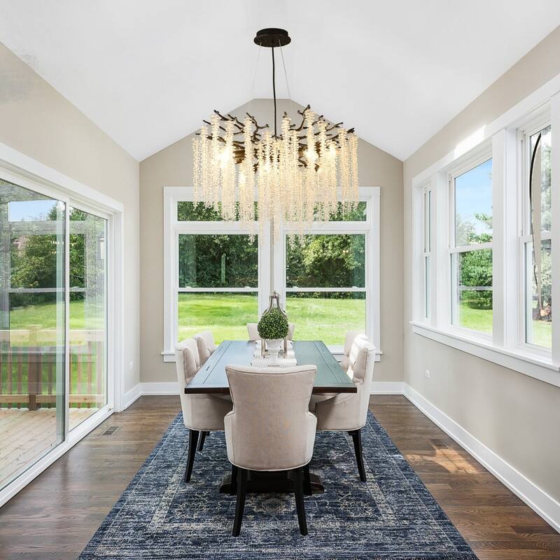Golden Crystal Branch Chandelier Luxury Adjustable Lighting for Grand Entryways