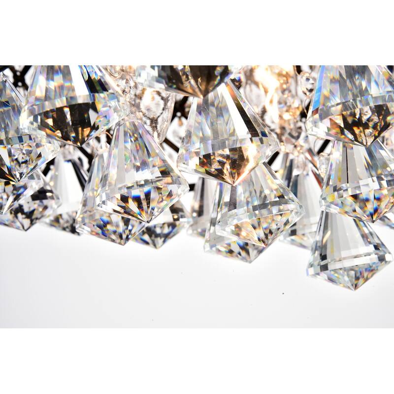 Antique Black 4-Light Beaded Drum Crystal Semi Flush Mount