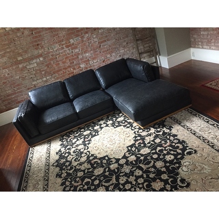 Shop Strick Bolton Del Ray Leather Sectional In Oxford Black Overstock 28964203