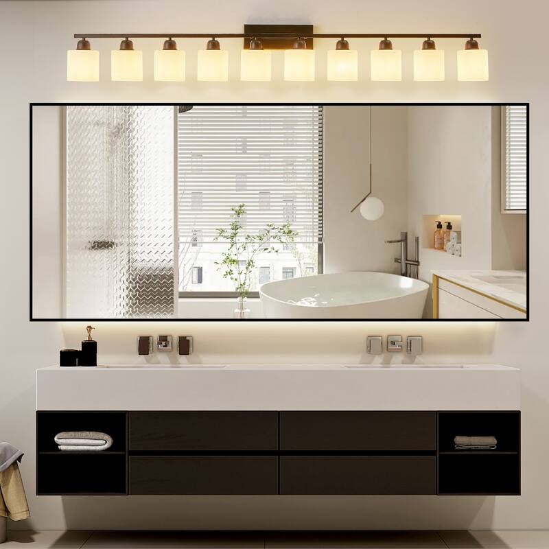 10-Light Bathroom Vanity Lights Over Mirror, 65.4 inch Vanity Lights Fixtures with Glass Shades Modern Vanity Lights