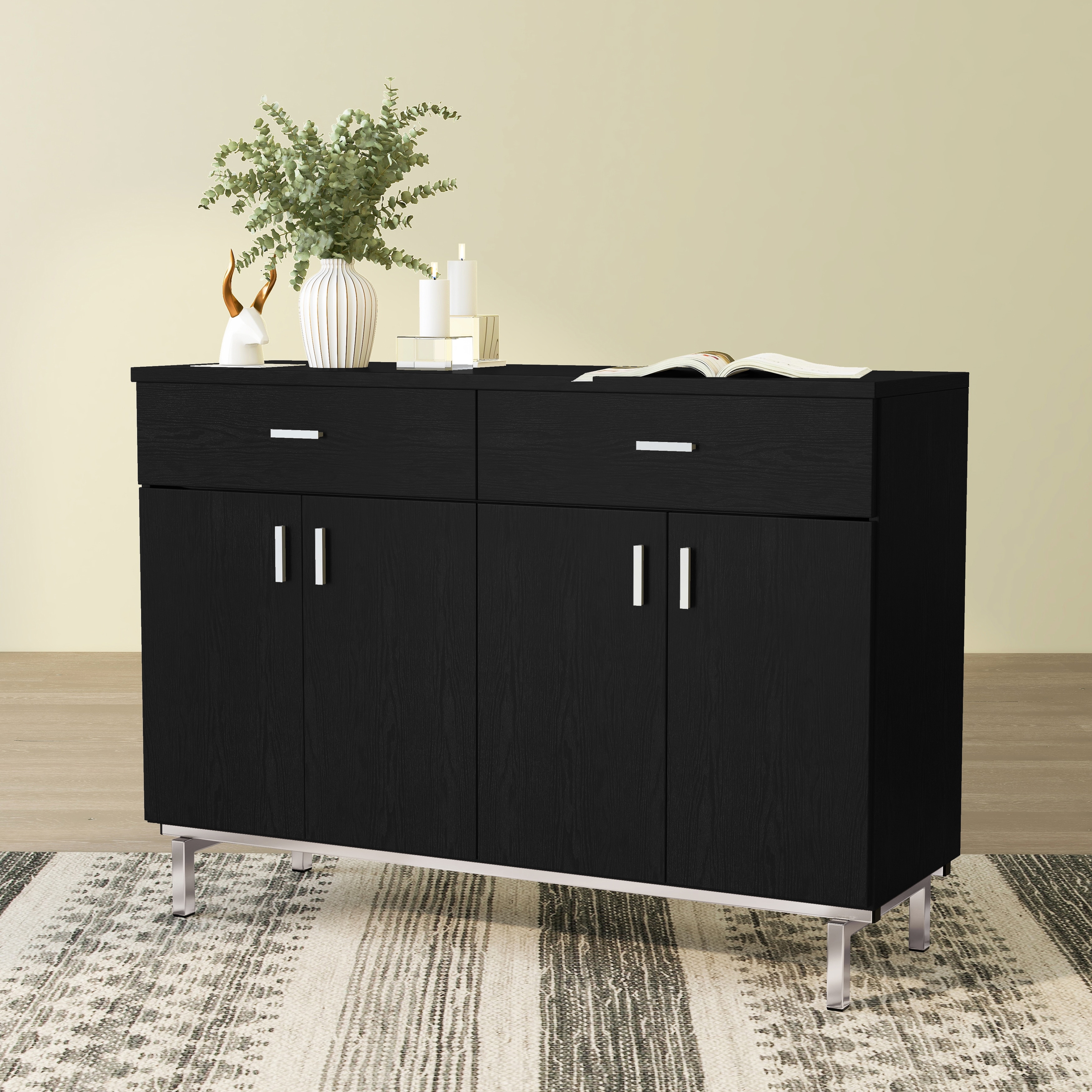 DH BASIC Modern Black 47" Sideboard Buffet by Denhour