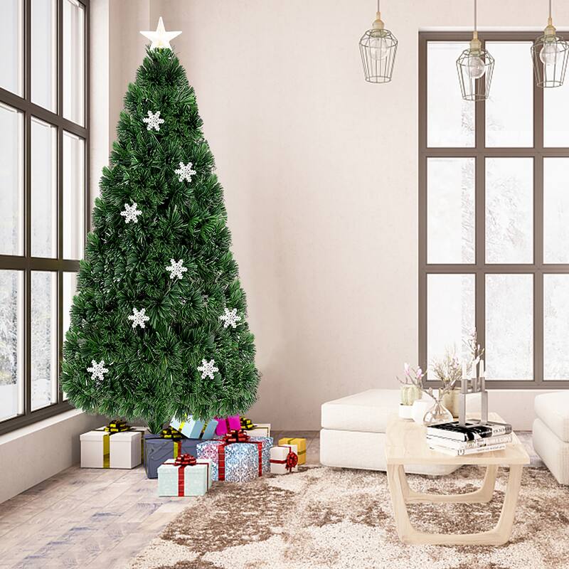 Costway 6' Pre-Lit Fiber Optic Artificial Christmas Tree w/Multi-Color - 6 FT