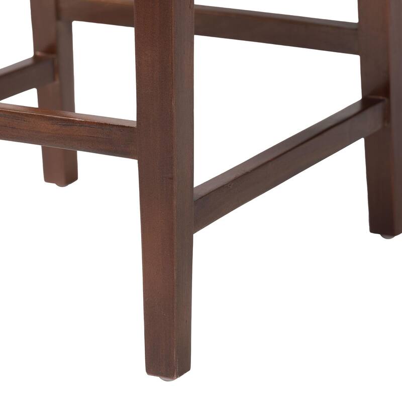 Alise Handwoven Seagrass Bar Stool with Mahogany Wood Frame - Bar-Height Chair for Kitchen or Home Bar, Earthy Brown