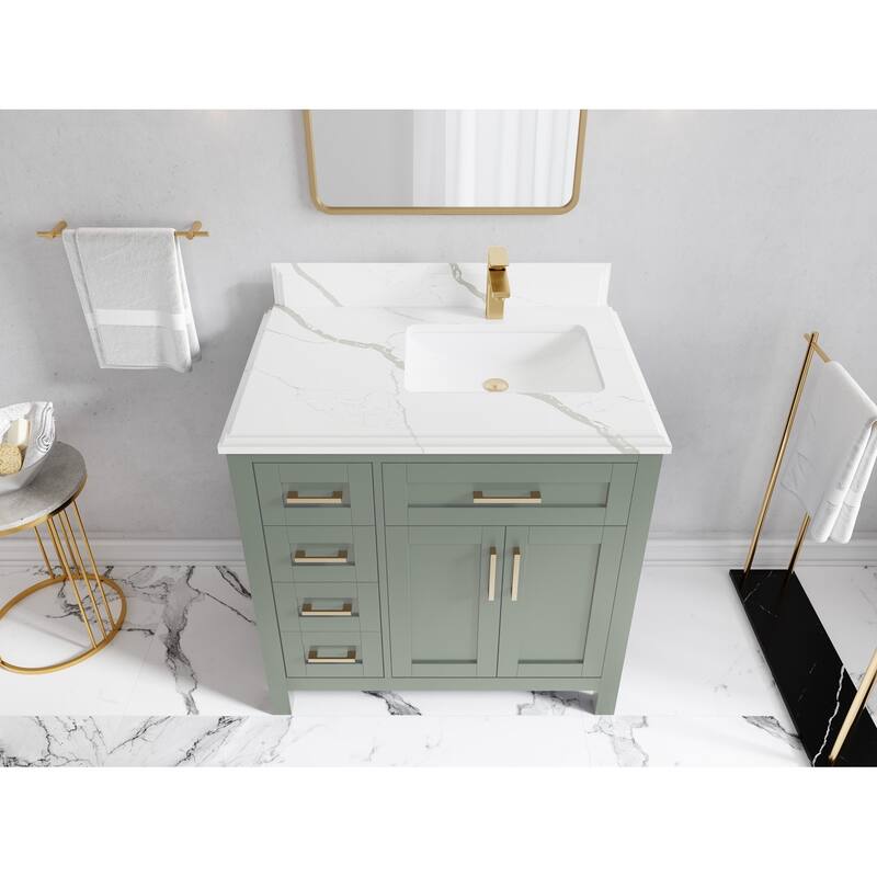 Willow Collections 36 in. W x 22 in. D Cambridge Right Offset Sink Bathroom Vanity with Countertop