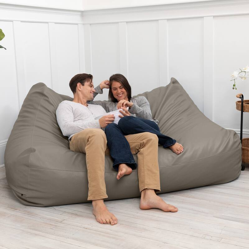 Atrium Collection Lozia Loveseat - Large Bean Bag Sofa for Home Theaters, Offices, Schools & Receptions - Faux Leather - N/A