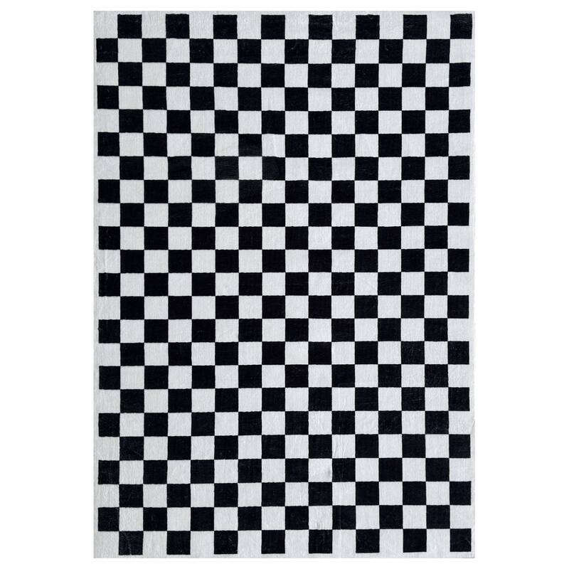 HomeRoots Checkered Modern Rectangle Area Rug - 120 in. x 84 in. x 0.4 in.