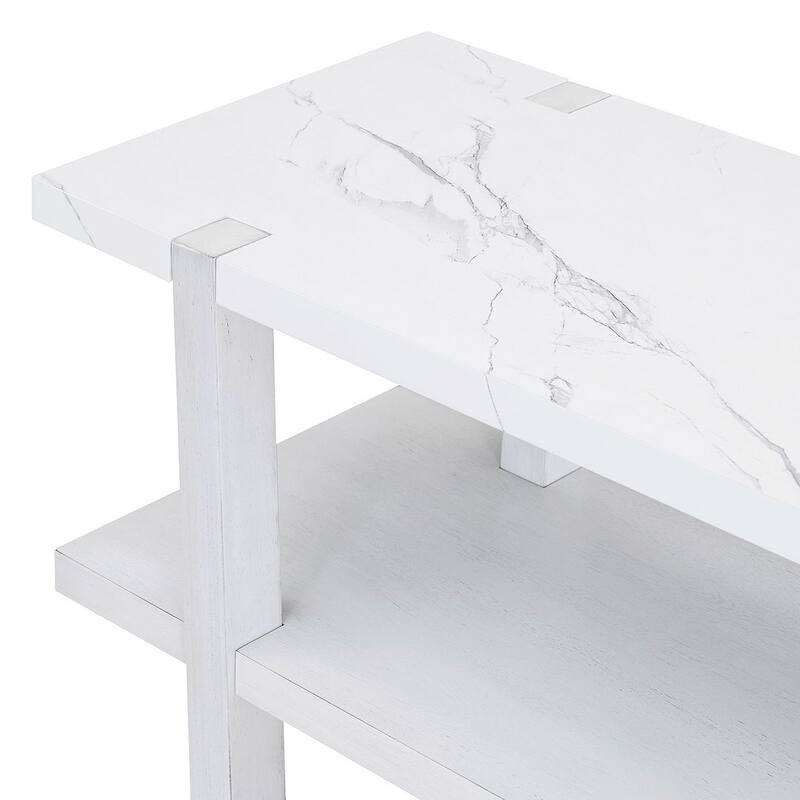 Console Table with Marble-Effect Top - Versatile Storage Solutions