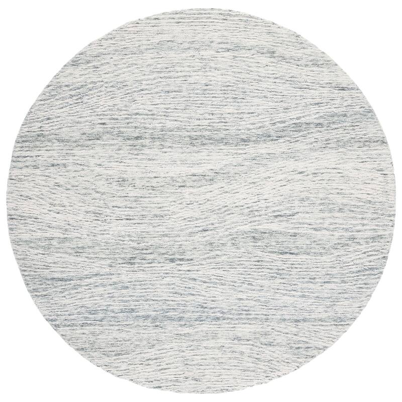 SAFAVIEH Handmade Metro Fetnete Modern Abstract Wool Rug - 6' Round - Dark Grey/Ivory
