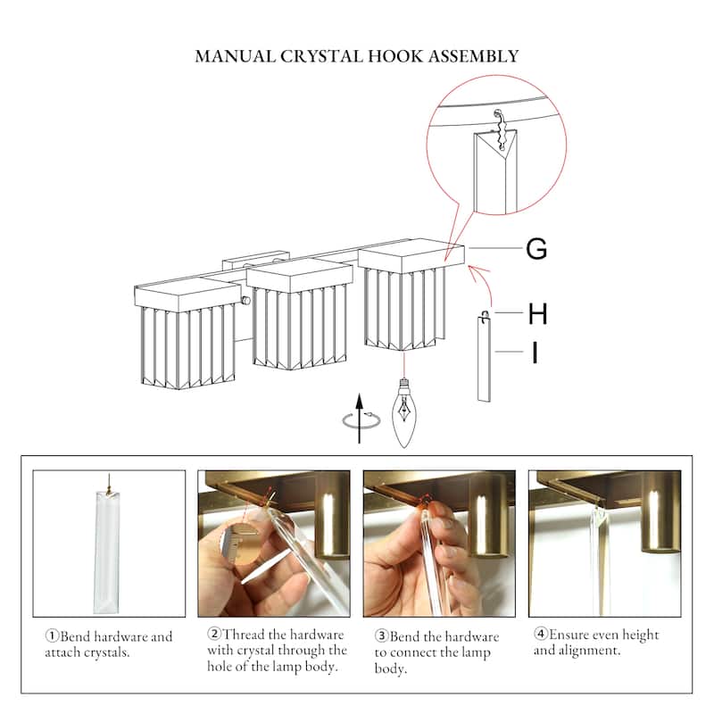 Diore Modern 3-Light Crystal Bathroom Vanity Light Gold Wall Sconces - Electroplated Gold - L22.2"*W5.5"*H6"