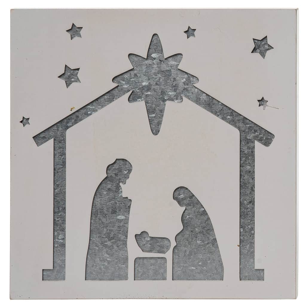 Transpac Wood 10 in. Multicolored Christmas Cut Out Holy Night Block Decor