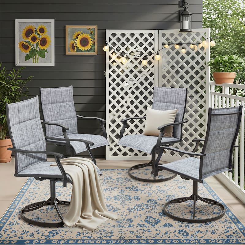 EROMMY Outdoor Swivel Patio Chairs 2/4 Pack, High-Back Textilene Dining Rocker Chairs with Metal Frame