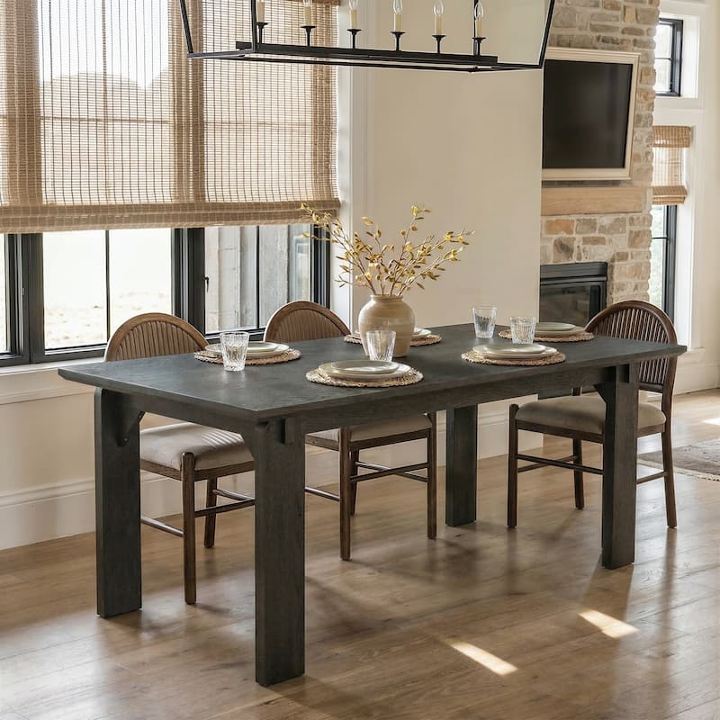 84 Inch Solid Wood Dining Table, Black Walnut Table, Large Rectangular Kitchen Table for 6-8 People Room Table