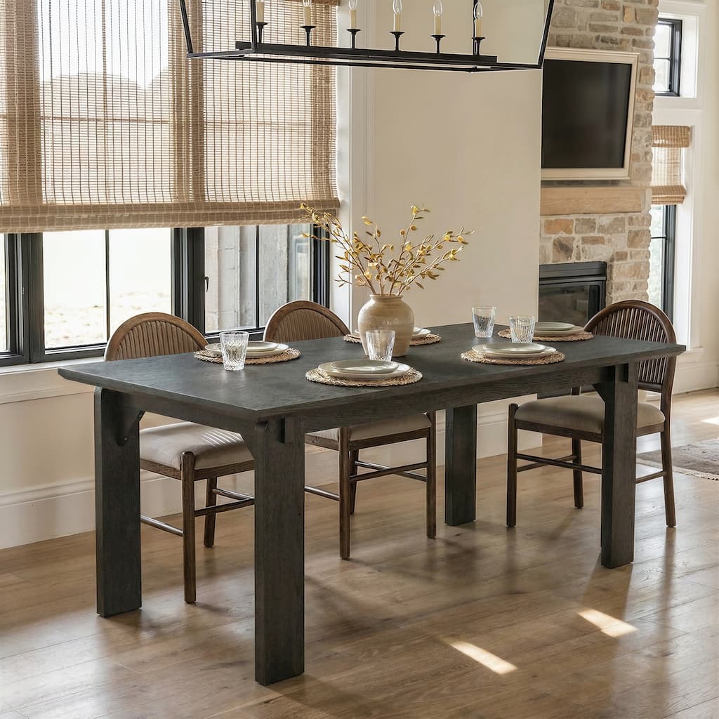 84 Inch Solid Wood Dining Table, Black Walnut Table, Large Rectangular Kitchen Table for 6-8 People Room Table