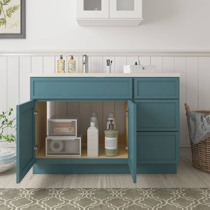Vanity Art 48" Birch Freestanding Bathroom Vanity Cabinet without Top
