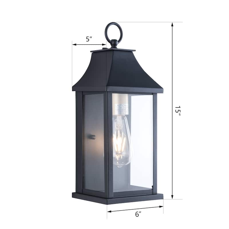 Maxax Black Metal Glass Shade Outdoor Wall Light