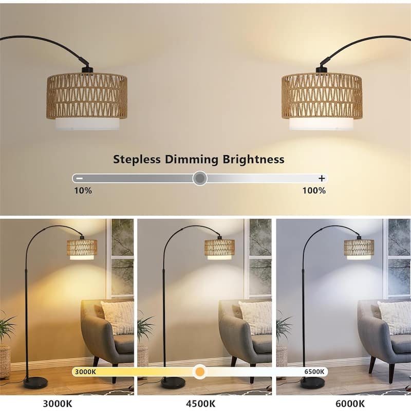 Dimmable Arc Floor Lamp with Remote