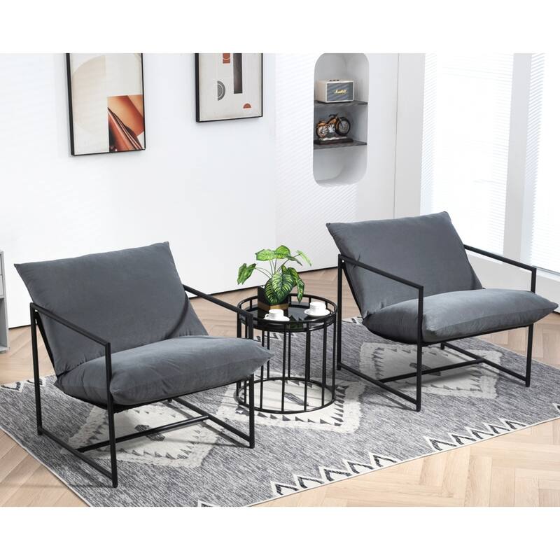 Modern Textured Velvet Sling Accent Chair