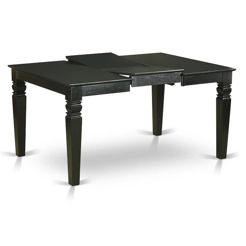East West Furniture Dining Set Includes a Rectangular Table and Stackable Kitchen Chairs, Black (Pieces & Seat Type Options)