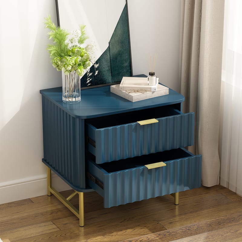 Clihome Modern MDF 2-Drawer Nightstand for Bedroom