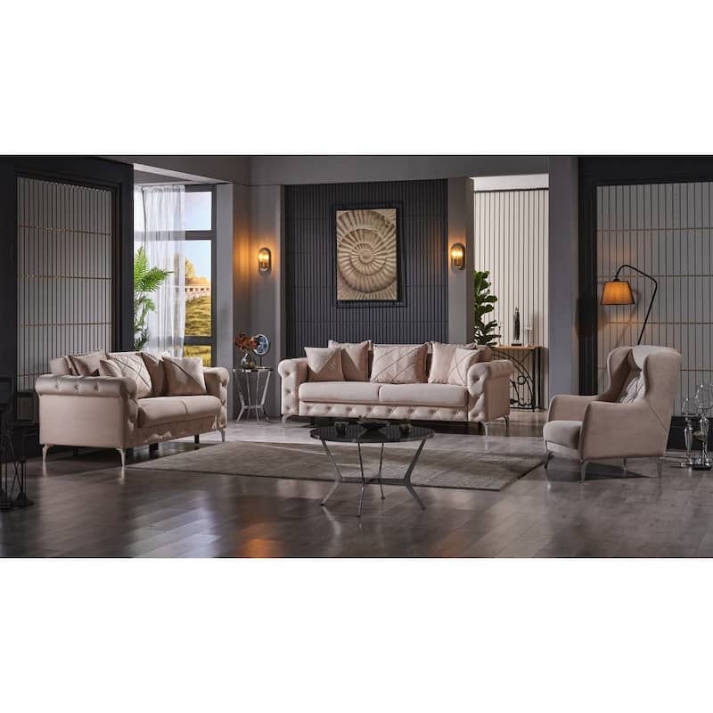 Rivario One Sofa One Loveseat One Chair Living Room Set - Cream