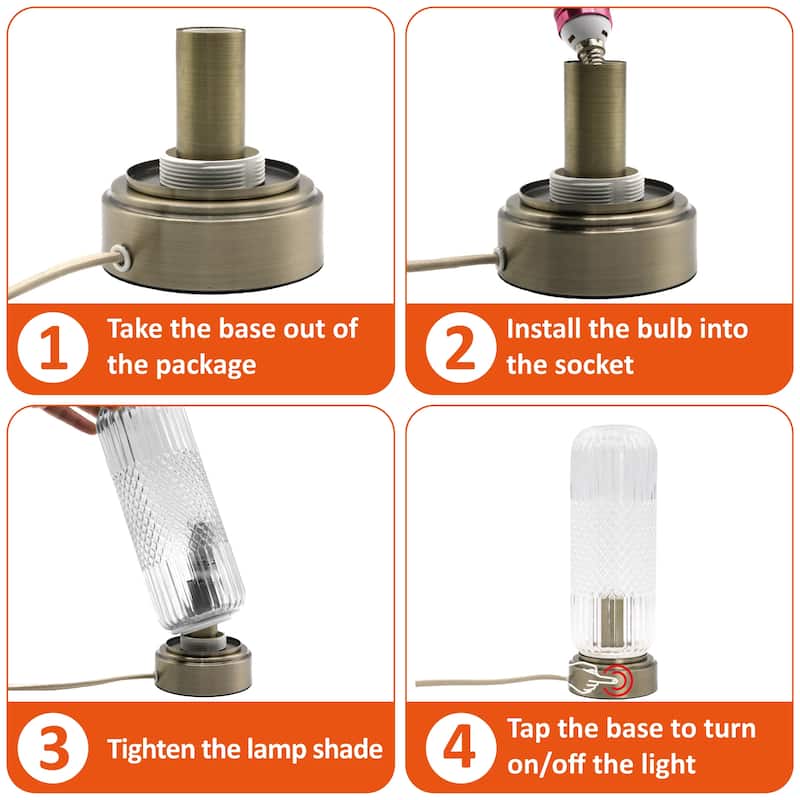 11.6'' Touch Control Glass Table Lamp with Antique Bronze Base, UL Listed, bulb not included - Bedside & Accent Lamp