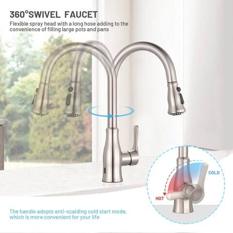 Touchless Kitchen Sink Faucet, Two-Sensor One-Handle High Arc - 22.84*10.63*3.15