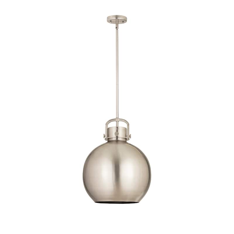 Innovations Lighting Newton Metal Sphere - 1 Light 14" Stem Hung Pendant - Satin Nickel