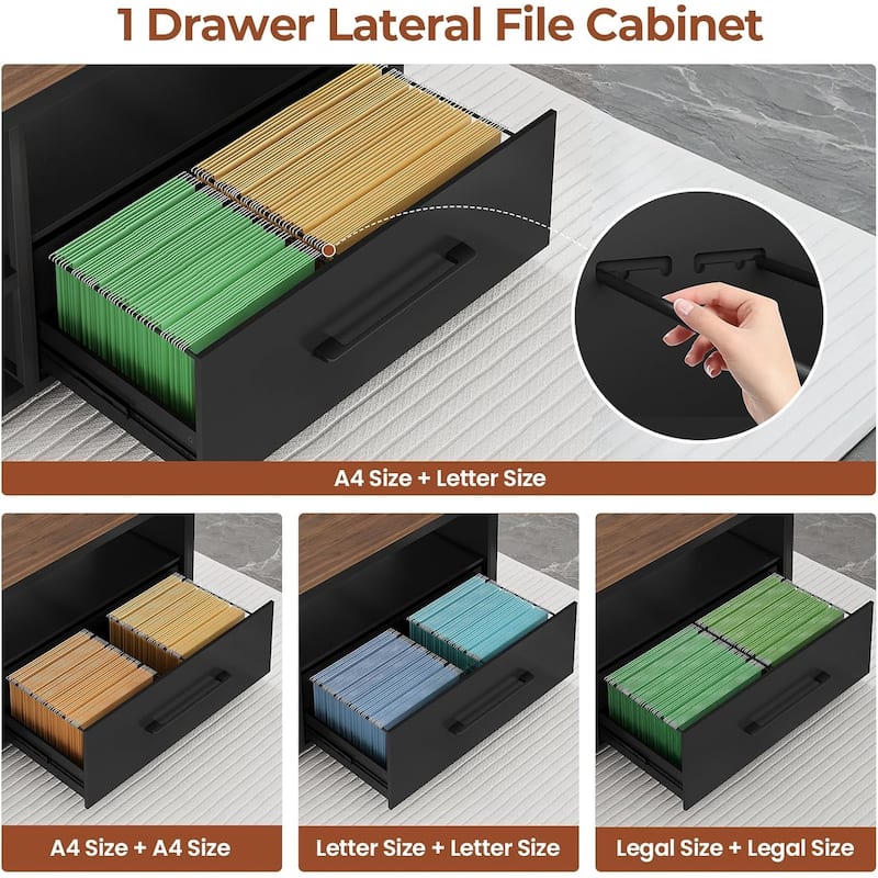 Executive Desk L Shaped Desk File Drawers Power Outlets Computer Desk