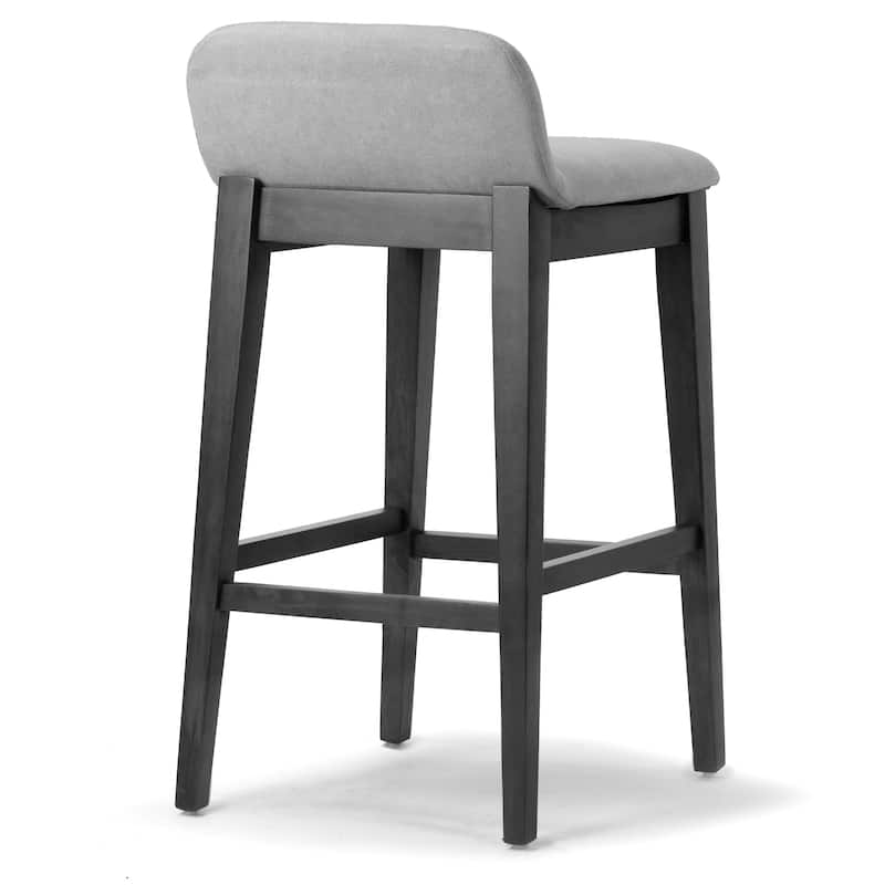 Set of 2 Atia Black Rubberwood Stool with Low Back Fabric Seat