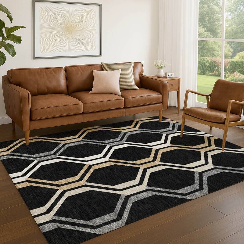 Machine Washable Indoor/ Outdoor Contemporary Dimensions Chantille Rug