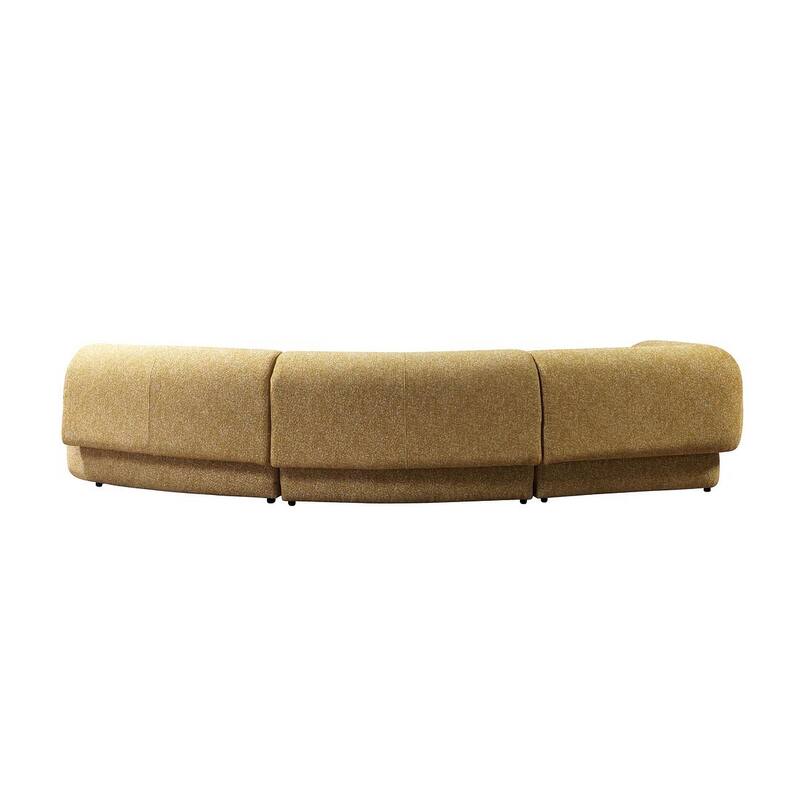 HomeRoots Mustard Boucle Modular Curved Three Piece Sectional With Toss Pillows