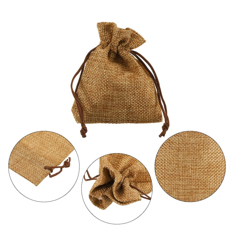 25Pcs Drawstring Burlap Gift Bags 3" x 4" Linen Sack Jewelry Pouches - 3" x 4"